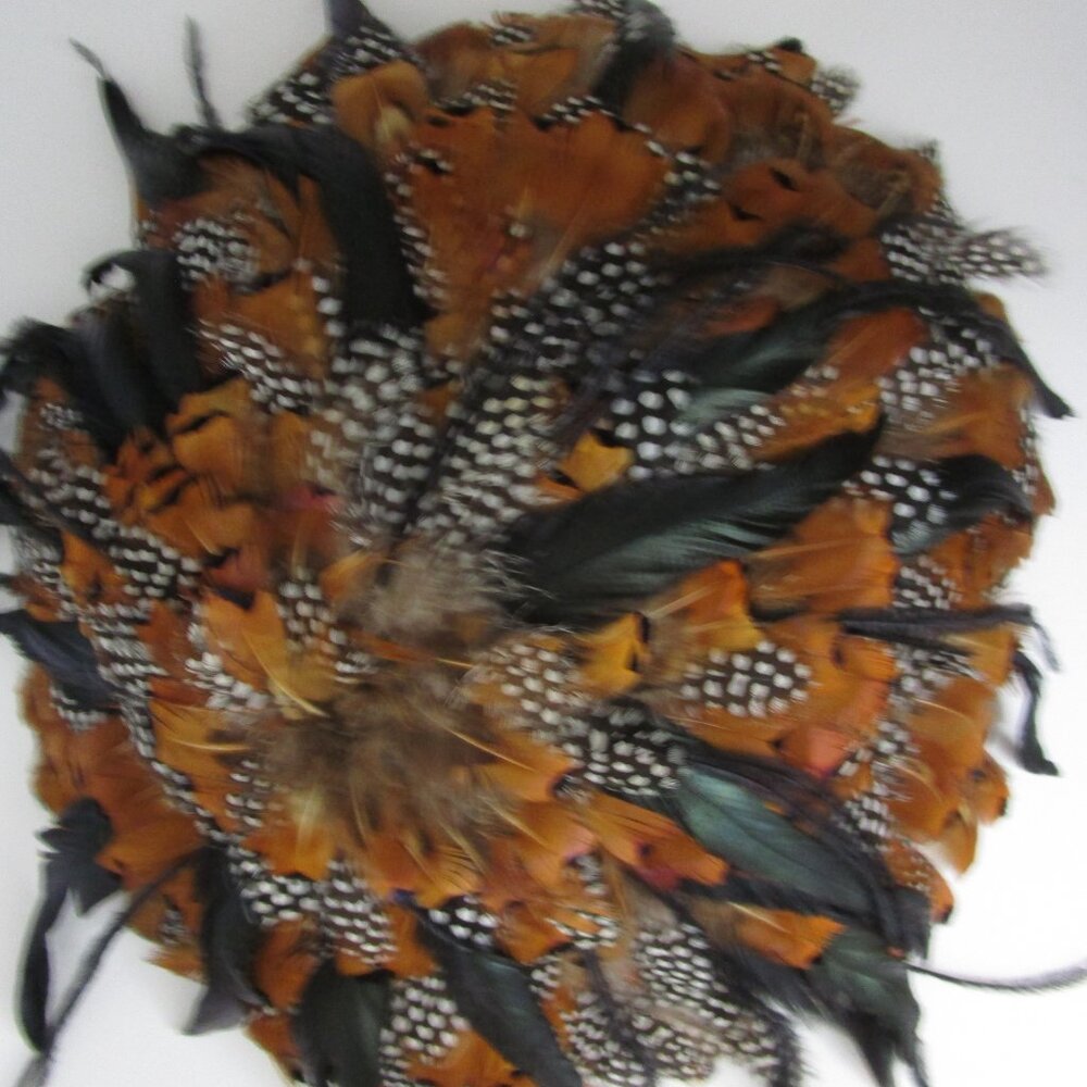 Exploding Feathers Cloche Wig Hat Multi Brown Bla… - image 8